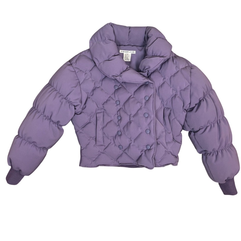 Catherine Malandrino x The Limited Down Puffer Jacket Purple Quilted‎ XL Cropped